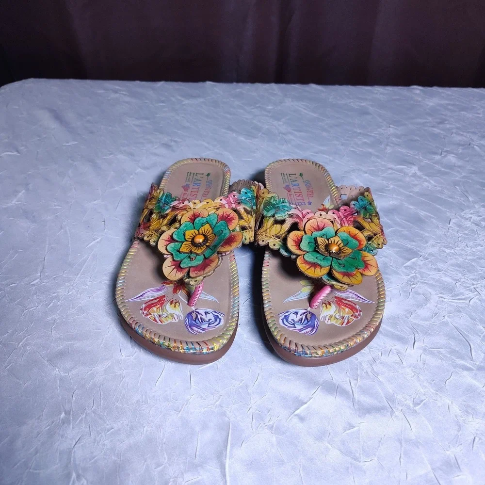Spring Step Multicolor Floral Sandals - Picture 2 of 7